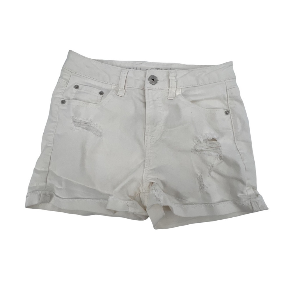 Vanilla Star White High Rise Cuffed Hem Distressed Jean Shorts Size 3 Women’s